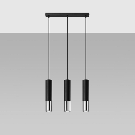 Sollux Lighting Lampa wisząca LOOPEZ 3L czarny/chrom SL.0942