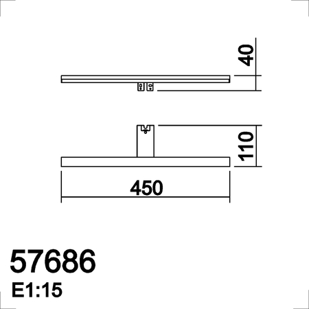 Lampa łazienkowa TIWALL KIT (uchwyt lustro/ściana/szafka) czarny mat LED 12W 450mm 4000K IP44