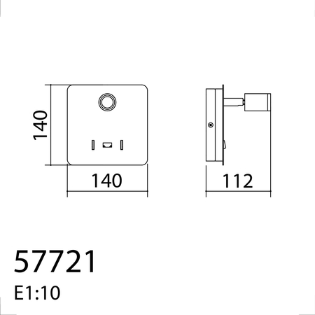 Lampa ścienna ROMEA czarny mat LED 3W+5W 3000K + USB A, 2x włącznik