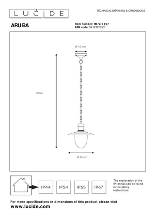 Lampa zewnętrzna Lucide ARUBA brązowy 11872/01/97