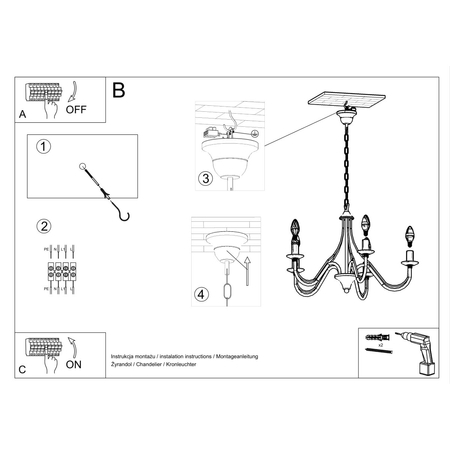 Sollux Lighting Żyrandol MINERWA 7 czarny SL.0219