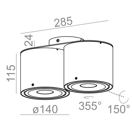 Lampa natynkowa AQForm Tuba Distance 111 x 2 Qrled 230V Surface Biały Struktura