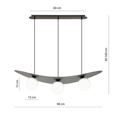 Lampa wisząca AURA 3 Emibig 1301/3 biały/czarny