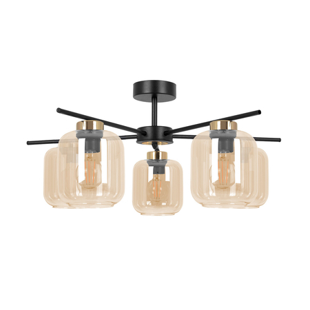 Lampa sufitowa Kaja IGA K-5512 czarny, złoty, bursztynowy