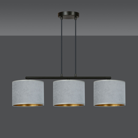 Lampa wisząca HILDE 3 BL GRAY Emibig 1050/3 czarny/chrom