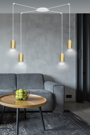 Lampa wisząca TRAKER 4 WH/GOLD Emibig 527/4 biały/złoty