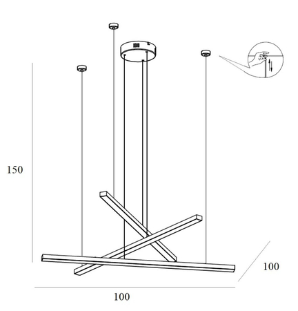 Lampa wisząca TRIO LED Maxlight P0474D złoty