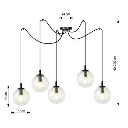 Lampa wisząca GIGI 5 BL TRANSPARENT Emibig 936/5 czarny