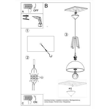 Sollux Lighting Lampa wisząca CASCO czarna/biała SL.0389