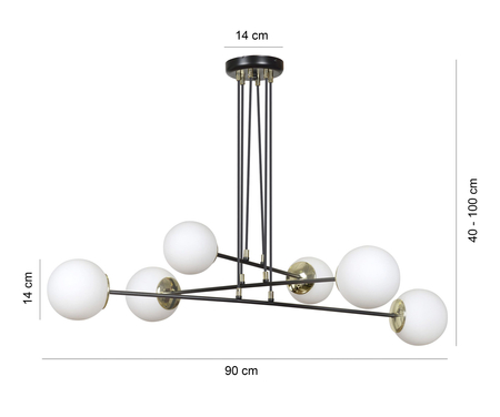 Lampa wisząca OGNIS 6 BLACK Emibig 966/6 biały/czarny
