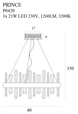 Lampa wisząca Maxlight P0420 złoty