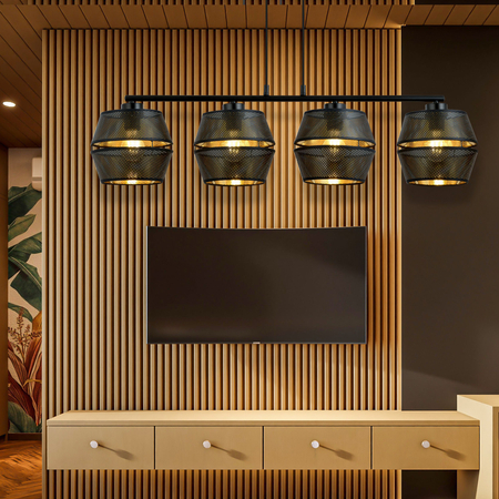 Lampa wisząca MALIA 4 Emibig 1185/4 czarny/złoty