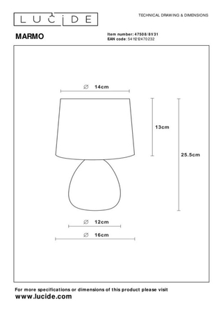 Lampa stołowa Lucide MARMO 47508/81/31 biały