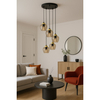 Lampa wisząca Kaja TULA K-5607 czarny, złoty, bursztyn