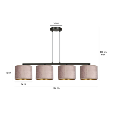 Lampa wisząca HILDE 4 BL ROSE Emibig 1053/4 różowy