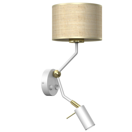 Milagro Kinkiet Marshall 1xE27 + 1x mini GU10 Biały / Rattan MLP7483 BIEL / RATTAN