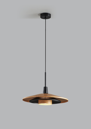 Lampa wisząca LEVEL czarny matowy, naturalny Ø40 1xE27