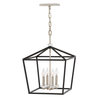 Lampa wisząca / Półplafon Stinson - 4 źródła światła - Czarny / Polerowany nikiel Quintiesse QN-STINSON-4P-L-BK