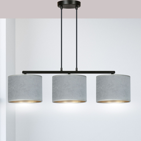 Lampa wisząca HILDE 3 BL GRAY Emibig 1050/3 czarny/chrom