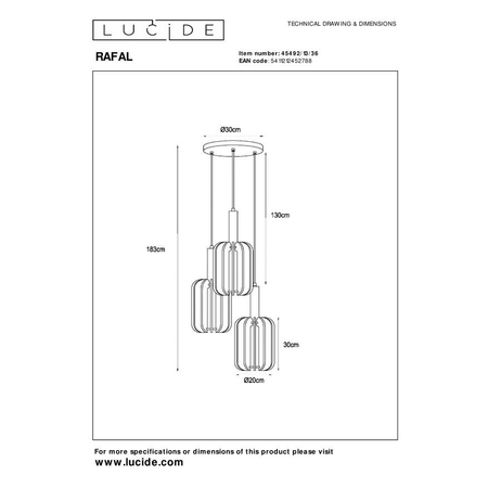 Lampa wisząca Lucide RAFAL 45492/13/36 