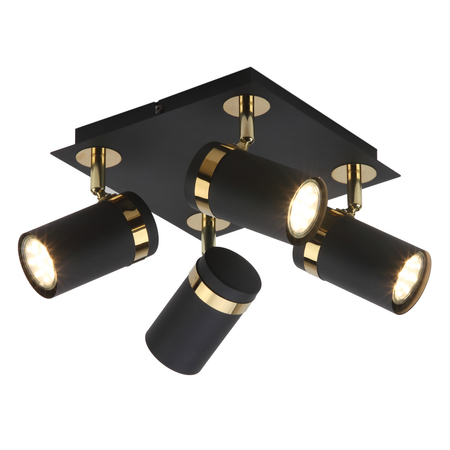 Spot Italux SPL-2031-4 Czarny mat, złoty chrom