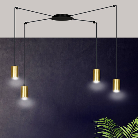 Lampa wisząca TRAKER 4 BL/GOLD Emibig 526/4 czarny/złoty
