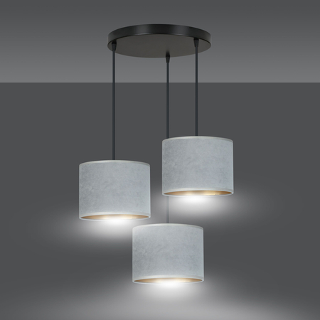 Lampa wisząca HILDE 3 BL PREMIUM GRAY Emibig 1050/3PREM czarny/chrom
