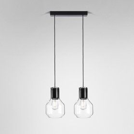 Lampa wisząca AQForm Modern Glass Barrel E27 x 2 Czarny Struktura