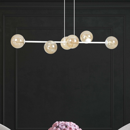 Lampa wisząca ROSSI 6 WH MIODOWY Emibig 879/6 biały/beżowy