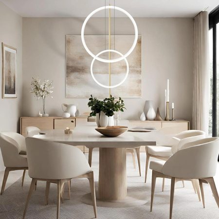 Lampa wisząca Linea No.5 60/40cm białozłota 3k