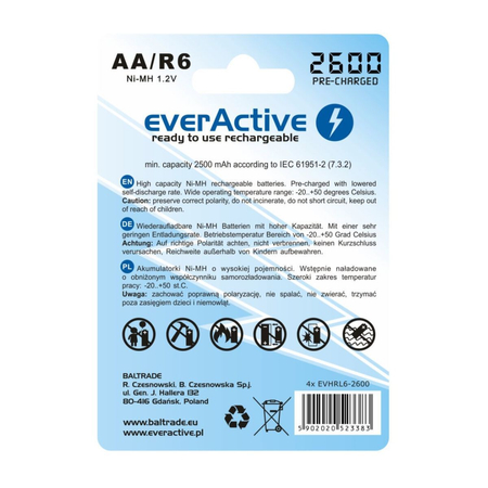 EverActive Akumulator Professional Line AA/R6 2600 mAh 4 szt.