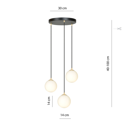 Lampa wisząca ROYAL 3 Emibig 1243/3 biały/czarny