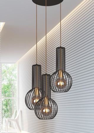 Lampa wisząca ARVI BLACK Kaja K-4522 czarny/złoty