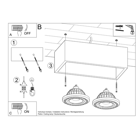 Sollux Lighting Plafon QUATRO 2 naturalne drewno SL.0916