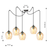 Lampa wisząca LEVEL 5 BL MIODOWY Emibig 758/5 czarny/złoty