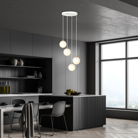 Lampa wisząca ROYAL 4 Emibig 1244/4 biały/złoty