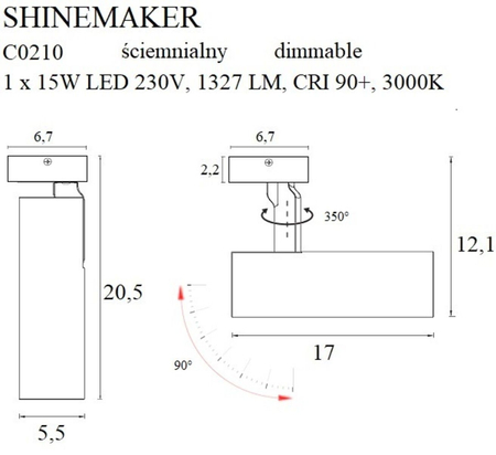 Lampa sufitowa Maxlight C0210 czarny/chrom