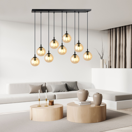 Lampa wisząca COSMO 9 BL MIODOWY Emibig 713/9 czarny/złoty