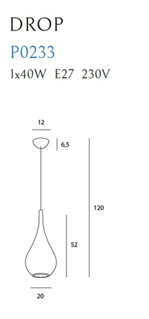 Lampa wisząca Maxlight DROP P0233 czarny/chrom