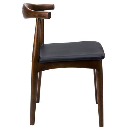 Krzesło ELBOW ciemnobrązowe - drewno jesion, ekoskóra czarna