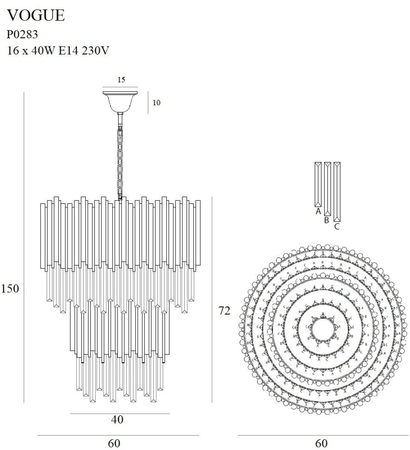 Lampa wisząca Maxlight Vogue P0283 złoty