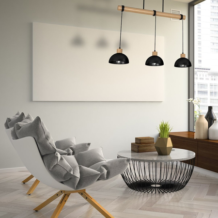 Milagro Lampa wisząca ERIK Black/Wood 3xE27 MLP7226 CZARNY