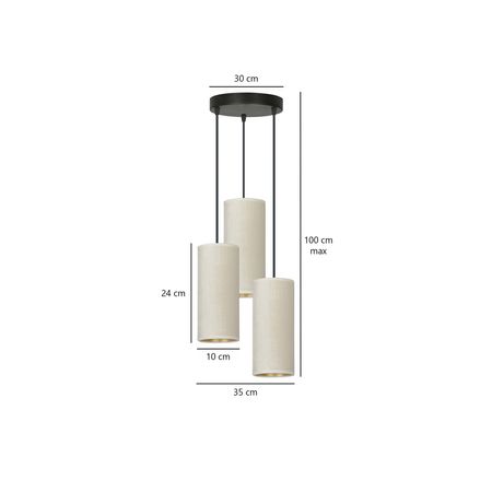 Lampa wisząca BENTE 3 BL PREMIUM WHITE Emibig 1059/3PREM biały/czarny