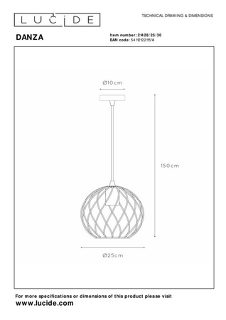 Lampa wisząca Lucide DANZA 21428/25/30 czarny