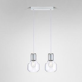 Lampa wisząca AQForm Modern Glass Barrel E27 x 2 Biały Struktura