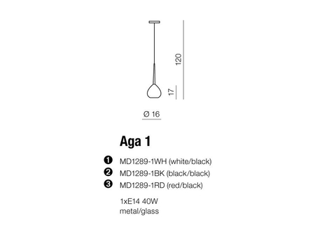 Lampa wisząca Azzardo AZ1062  Aga 1 white/black