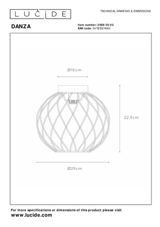 Lampa sufitowa Lucide DANZA 21128/25/02 czarny/złoty