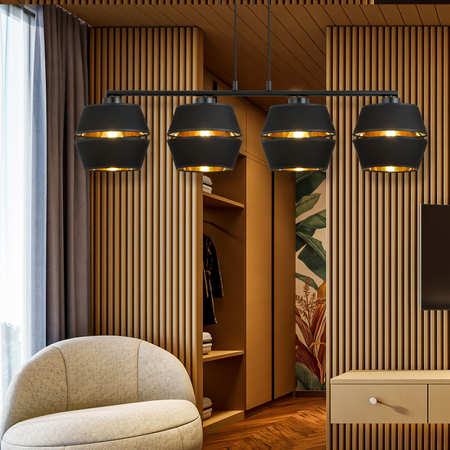 Lampa wisząca PIANO 4 Emibig 1183/4 czarny/złoty