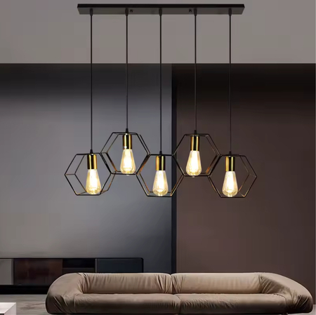 Lampa wisząca Abigali Honey LWH-5XE27, czarny 5xE27
