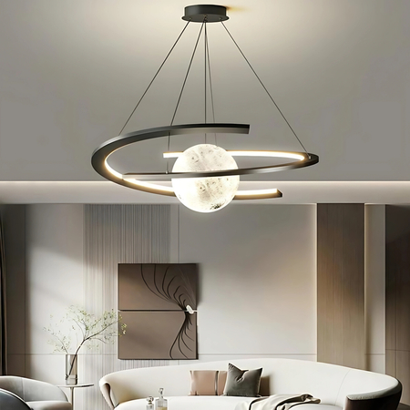 Lampa wisząca Abigali Moon w kształcie księżyca spiralna czarny